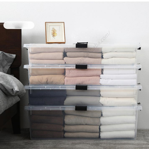 Caja de Almacenamiento Transparente CL194 para Debajo de la Cama con Ruedas, Caja de Plástico Plana Extra Grande para Edredones y Ropa de Cama - Product Image 5