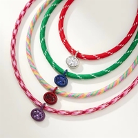 Collar con Colgante de Piedra de Nacimiento Personalizado, Impermeable, con Zirconia de Colores, Cadena Trenzada, Hipoalergénico, Ideal para Regalo