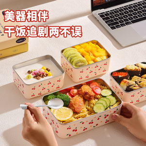 Sweet Cherry Insulated Lunch Box Rectangle Plastic Lid Microwave Safe For Office Workers And Students - Product Image 5