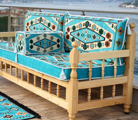 Ensemble de canapés traditionnels turcs Majlis, turquoise, style oriental arabe, banc en bois pour salon, décoration de jardin