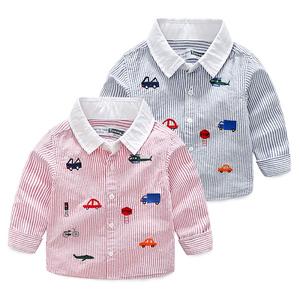 Meilleures ventes Ali : Chemises à manches longues en coton rayées et brodées pour garçons de 3 ans - Product Image 1