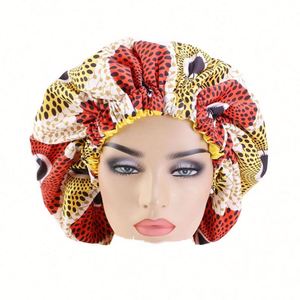 Bonnet en Soie Double Couche Doublé Satin pour Cheveux, Motif Ankara Africain, Idéal Plage et Extérieur, Cadeau Promotionnel en Gros - Product Image 1