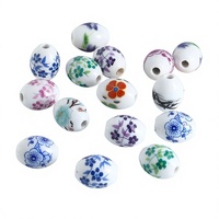 Perles d'espacement en porcelaine en vrac en gros bleu blanc forme d'olive bricolage fabrication de bijoux résultats perles de décalcomanie en céramique