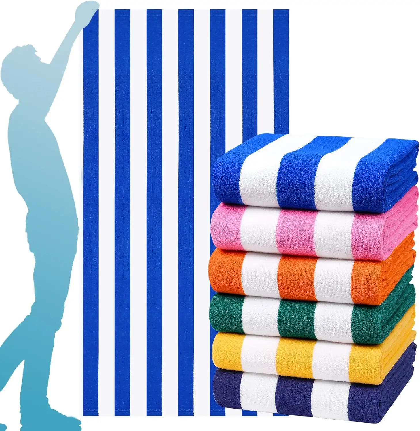 Custom Color Dyed Printed Beach Towel Cotton High Quality Towel Pool Oem Black Grey and White Striped Beach Towels