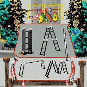 Escalera Multiusos Moderna de Aluminio de 4.55m (15.5 Pies), Telescópica, Plegable, Extensible, Negra, 16 Peldaños, Capacidad de Carga de 150kg - Product Image 4