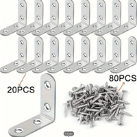 En stock aux États-Unis : Support d'angle en acier inoxydable, connecteur en L en métal avec vis pour quincaillerie de meubles et armoires
