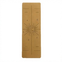 Matras Yoga Cork TPE Anti-Slip Tebal dengan Garis Penanda untuk Inversi, Cocok untuk Kebugaran di Rumah, Wanita dan Unisex