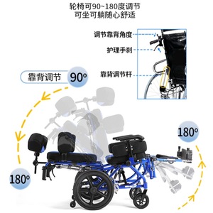 รถเข็นวีลแชร์แบบพับได้ รุ่น HP 9587 สีฟ้า น้ำหนักเบา ปรับพนักพิงได้ สำหรับเด็กและผู้ใหญ่ - Product Image 1