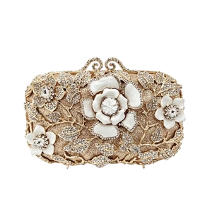 Women Chic Enamel Floral Rhinestones Clutch Purse Dazzling Crystal Evening Bag Elegant <b>Handbag</b> <b>for</b> Family Gathering Night Out - Product Image 3