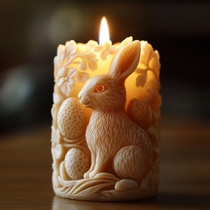 Customizable Easter Bunny <b>Candle</b> <b>Mold</b> For DIY <b>Candles</b> And Plaster Ornaments With Egg Design - Product Image 1