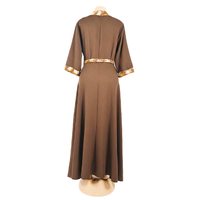 Gaun Maxi Vintage Model Swing untuk Wanita Ukuran Besar, Elegan dengan Hiasan Manik-Manik, Crop Top Berbelah