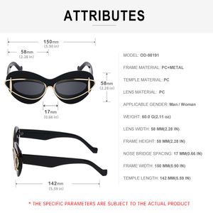 <span class=keywords><strong>Partagas</strong></span> 2024 moda tendencia elegante Y2K ojo de gato personalidad diseñador logotipo personalizado UV400 sombras gafas de sol para mujer - Product Image 6