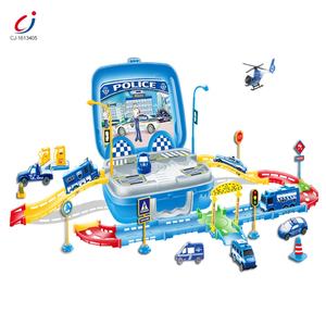 Juego de Estacionamiento de Policía en Maleta de Plástico para Niños con Mapa, con Ranuras para Autos de Juguete - Product Image 1