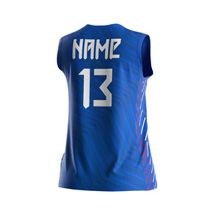Camiseta Deportiva Azul de Secado Rápido Oem Odm, Top sin Mangas para Voleibol, Ropa de Voleibol Personalizada por Sublimación para Mujer - Product Image 4
