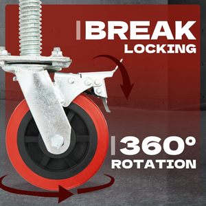 Bán buôn 8 inch giàn giáo bánh xe màu đỏ PVC bánh với dài vít phanh thay thế cho kệ, bàn làm việc - Product Image 4