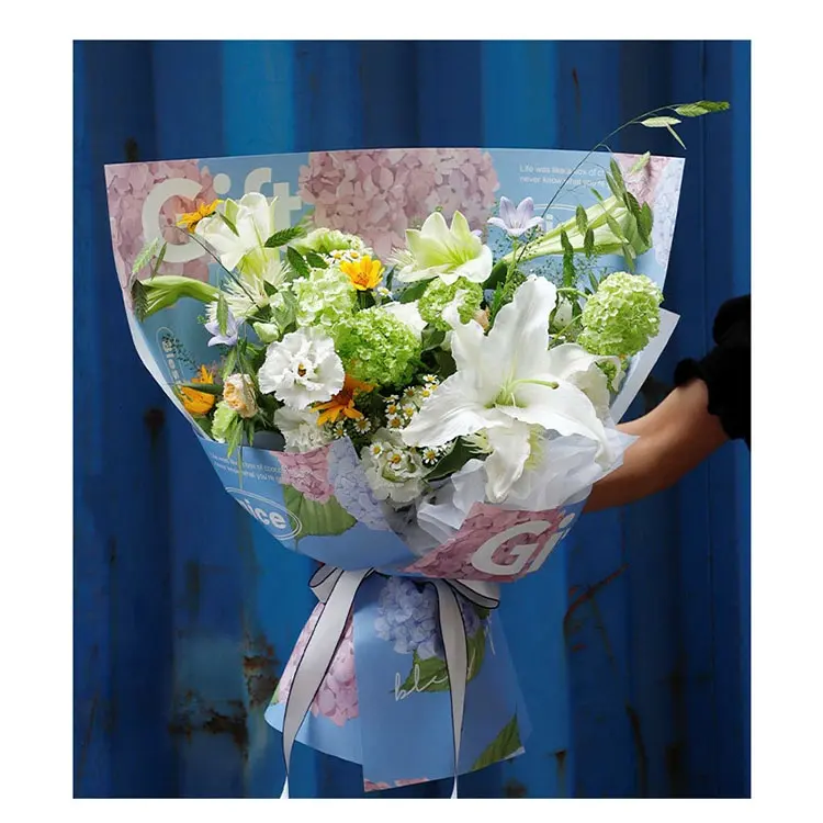 Produttori di carta floreale bouquet all'ingrosso personalizzato di alta qualità su misura creativo graffiti stampa carta floreale