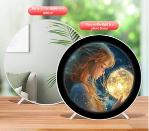 अनुकूलन योग्य ए 2/ए 3/ए 4 का नेतृत्व जादू दर्पण फोटो फ्रेम लकड़ी के लिए आयताकार दिल आकार - Product Image 1