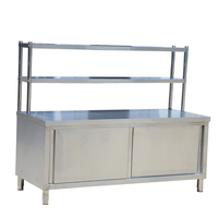 Table de travail professionnelle en acier inoxydable avec armoire, îlot de cuisine robuste, plan de travail conforme aux normes NSF