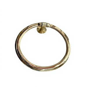 Polished Brass Towel Holder Simple Style Luxury Ring <b>Wall</b> Mounted Towel Bar For Bathroom Accessories Modern Decoration - Product Image 1