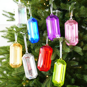 Ciondolo Rettangolare in Cristallo per Albero di <span class=keywords><strong>Natale</strong></span>, Pendente Colorato e Lucido in Acrilico con Effetto Gemma per Decorazioni Natalizie e di San Valentino - Product Image 2