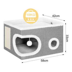 Diseño plegable fácil, estructura resistente a los arañazos, uso en interiores, muebles para mascotas, configuración de juguete colgante, cama suave para casa de gato de descanso - Product Image 3