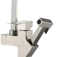Robinet de cuisine monocommande classique moderne en acier inoxydable, design élégant, avec cartouche céramique pour installation monotrou