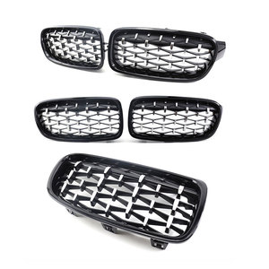 Nouvelle calandre style Gypsophila pour BMW Série 3 F30 F31 F35 (2012-2018), cadre noir, points argentés, en ABS, Z041 - Product Image 1