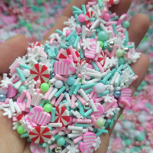 1kg DIY Craft Slime sprinkles trắng bông tuyết màu hồng giáng sinh mía mix Kẹo Bạc Hà Hạt trộn Polymer đất sét sprinkles lát - Product Image 1