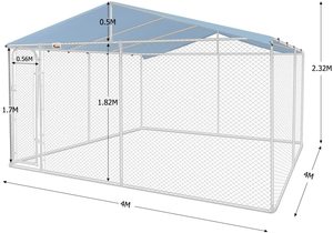 Grand enclos pour chien en métal galvanisé pour l'extérieur, cage robuste, parc pour animaux, clôture d'exercice avec toit/porte 3x3x2.3M - Product Image 5