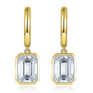 Pendientes de Aro de Moda con Piedra Mossa, Accesorios de Joyería de Silicona con Forma de Llave y Piedra Moissanita - Product Image 5