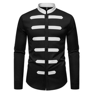 C74 Chemise à col mandarin à manches longues de style chinois pour <span class=keywords><strong>hommes</strong></span> <span class=keywords><strong>Chemises</strong></span> formelles - Product Image 3