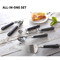 Utensilios de Cocina con Mango de Silicona Antideslizante: Pelador, Rallador, Prensa de Ajo, Abrelatas, Espumadera, Cucharón, Triturador de Patatas, Batidor
