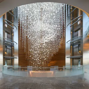 カスタマイズされた大きなガラスボールシャンデリア、高い天井、ホテルのロビー階段用の手吹きガラスシャンデリア