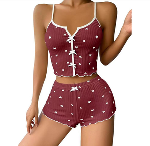 2025 Новый Модный комплект из 2 предметов с принтом сердца, женская пижама, горячая женская пижама - Product Image 4