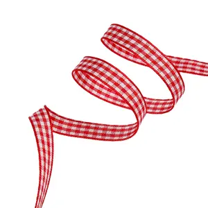 1.5cm plaid écossais ruban couleurs logo personnalisé ruban gros-grain pour arcs