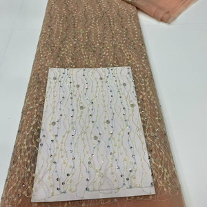<strong>Sequins</strong> Beads Embroidered Fabric Traditional Luxury Romantic Sexy <strong>Wave</strong> <strong>Pattern</strong> <strong>Lace</strong> Trim Fancy Embroidery Mesh for Clothing Home - Product Image 3