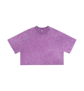 Camiseta Corta de Algodón con Logotipo Personalizado, Estilo Vintage Lavado al Ácido, para Mujer, Sexy, a la Moda, Ropa Urbana - Product Image 5