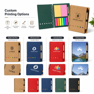 Juego de Cuadernos Ecológicos Reutilizables, Bloc de Notas Espiral con Bolígrafo, Marcadores Adhesivos, Logotipo Personalizado, Kit de Suministros para Oficina, Escuela, Eventos, Regalos - Product Image 2