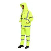 Su geçirmez kumaş oxford PVC ağır split tip rainsuit güvenlik yansıtıcı polis yağmurluk hood ile polis için