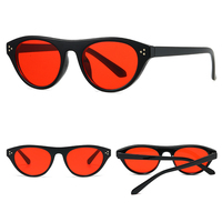Lunettes de soleil DL ovales à petite monture rouge, style bord de mer, avec protection UV400, verres pleine monture pour adultes, unisexe, tendance