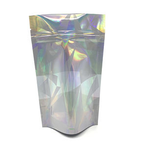 Smell Proof Small Stand up Ziplock Holographic Nail File Lip Gloss Eyelash Food Storage Packaging Bag With Clear Window - Product Image 2