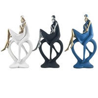 SWAITE Sculpture en résine blanc-or moderne et minimaliste, style luxe léger, base en forme de cœur, décoration d'intérieur pour salon