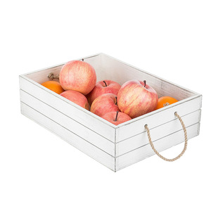 กล่องเก็บของไม้พร้อมหูหิ้วทรงสี่เหลี่ยมสีขาวสำหรับตกแต่งบ้าน - Product Image 2
