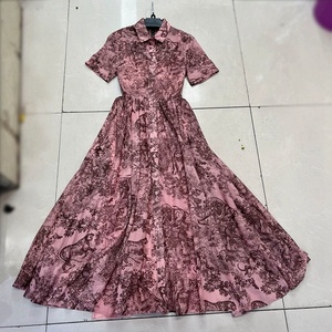 Nuovo abito estivo a maniche corte di lusso leggero con cintura di lusso con stampa retrò con giungla animale e gonna a-linea - Product Image 1