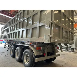 Tri- Axle Hydraulic Lift Side Side Tipper Dump Square-shape Semi Truck Trailer For Sale