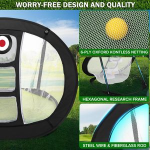 Filet de pratique de golf avec tapis de frappe Tri-Turf - Cible d'entraînement pliable, 12 balles en mousse et 6 tees dans un sac de transport - Intérieur extérieur - Product Image 4