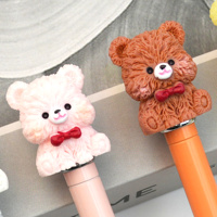 Stylo bille fantaisie en forme de tête d'ours, corps métallique, logo personnalisé, cadeau d'anniversaire pour enfants, vente en gros