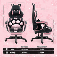 Kursi Gaming Sampel Gratis Kursi Komputer dengan Telinga Kucing Lucu Sandaran Tinggi yang Dapat Direbahkan untuk Perempuan Warna Biru Pink Kulit