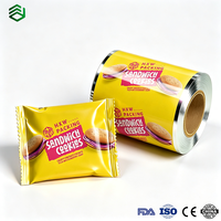 Film composite alimentaire imprimé sur mesure, film d'emballage à haute barrière thermoscellable, film d'emballage à scellage arrière pour biscuits et en-cas