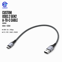 LUNG KAY Memproduksi Kabel Data USB 3.2 Gen 2 10Gbps 60W USB a ke C Berbahan Kain untuk Hard Drive SSD Laptop Kustom OEM ODM Pabrik